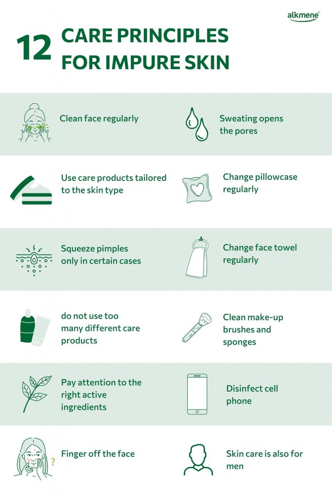 12 care principles for impure skin infographic