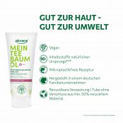 Gut zur Haut gut zur Umwelt MEIN Teebaumöl Fußcreme ist vegan, mikroplastikfrei und dermatologisch bestätigt
