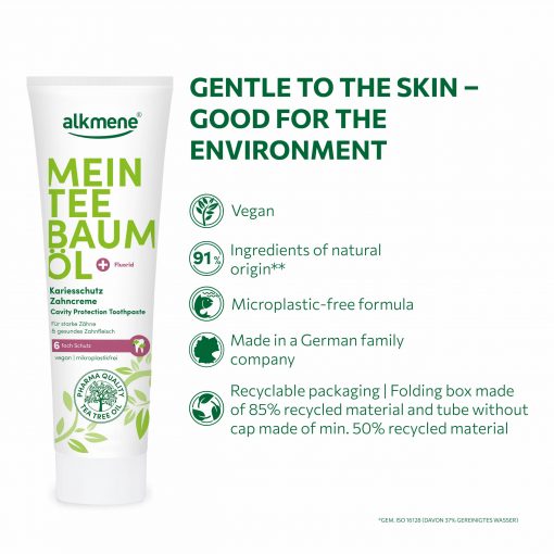 alkmene MY TEA TREEOIL Cavity Protection ToothpasteVegan, Microplastik free, Made in Germany , packaging Recyclabl