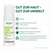 Gut zur Haut gut zur Umwelt MEIN Teebaumöl Reinigungsschaum ist vegan, mikroplastikfrei und dermatologisch bestätigt
