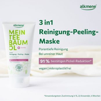 3 in 1 Reinigung - Peeling - Maske | MEIN TEEBAUMÖL | alkmene