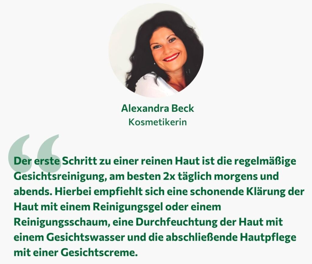 gesichtspflege für unreine haut: zitat einer kosmetikerin