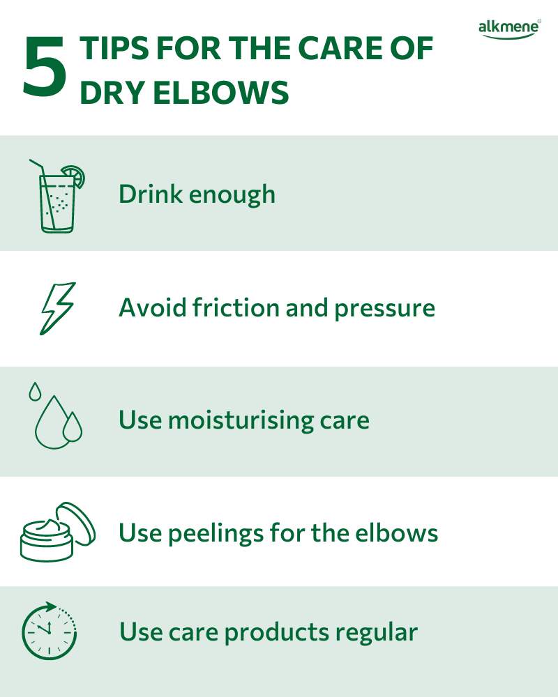 infografic with tips for how to treat dry elbows